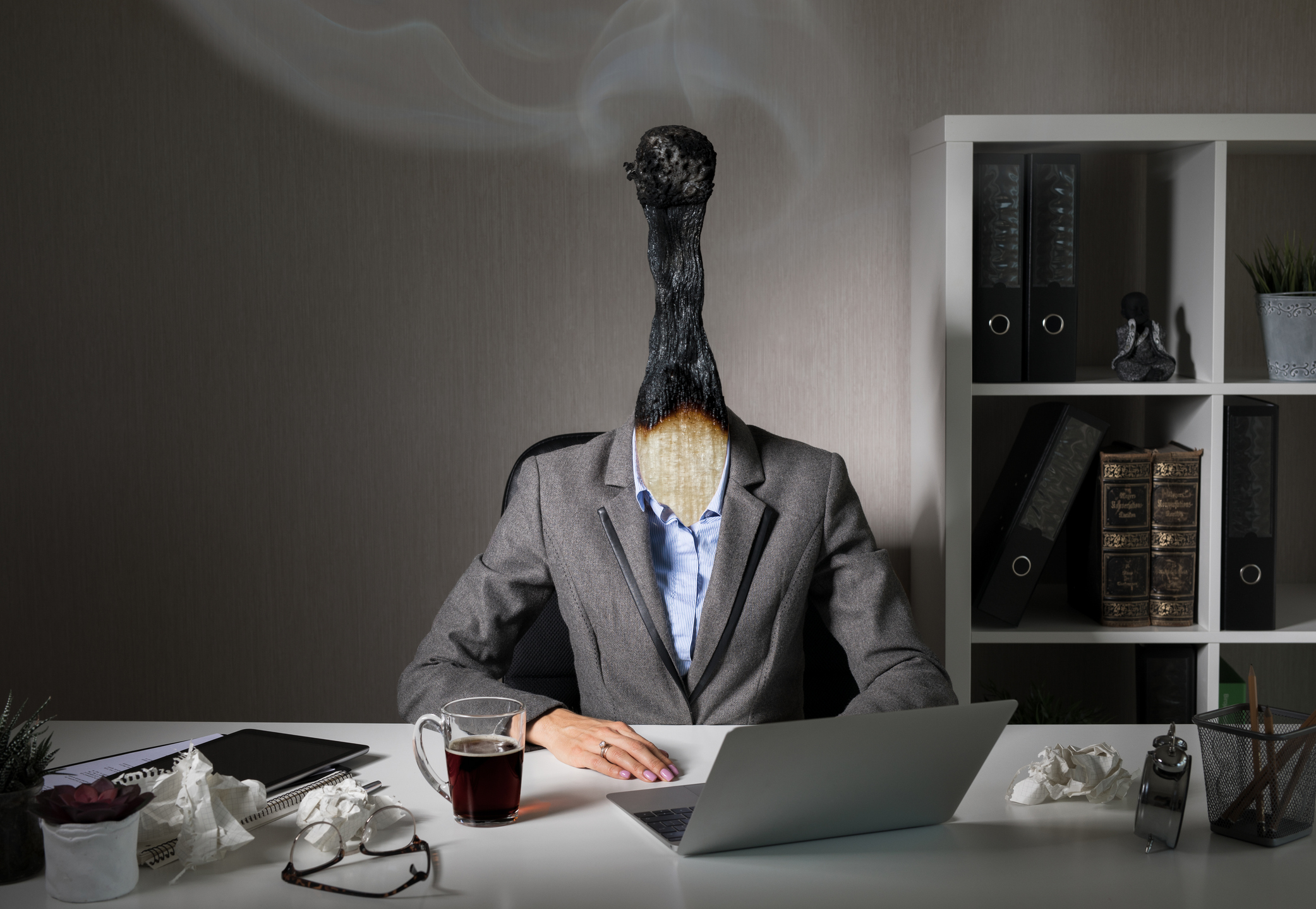 Conceptual photo illustrating burnout syndrome at work