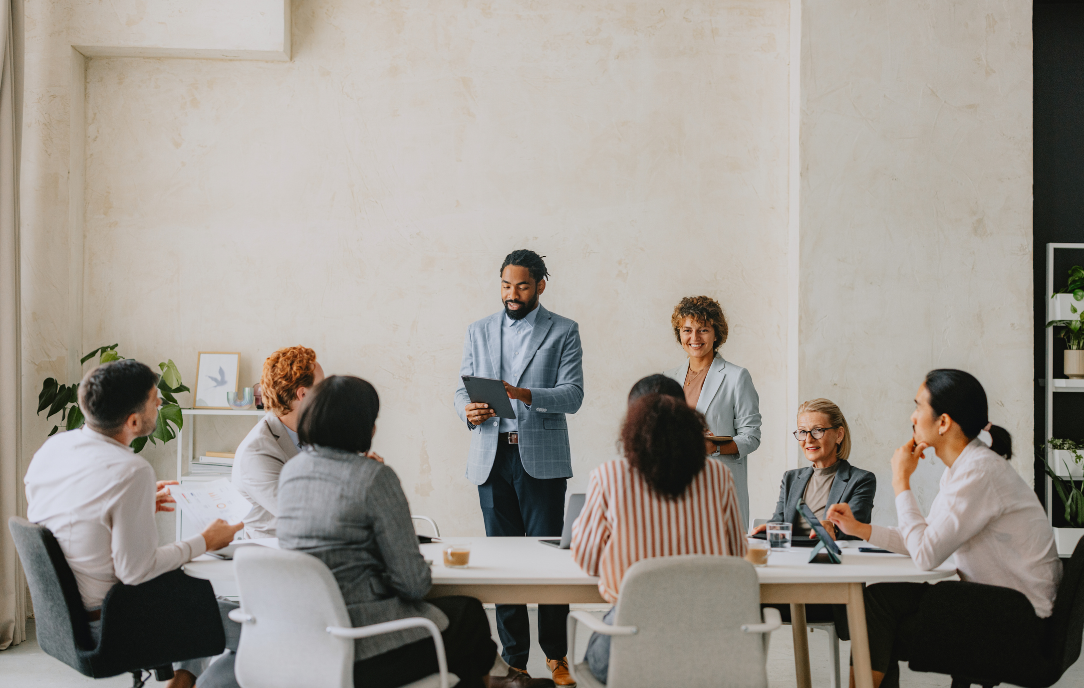 Diverse Business Meeting In Bright Modern Office